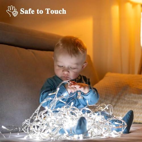 180FT 500LED Extra-Long String Lights Indoor Outdoor Clear Wire, Cold White Christmas String Lights, Plug in Twinkle Fairy Light With Timer and Memory For Wedding Patio Tree Yard Christmas Decorations - Image 6