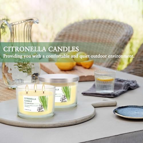 Citronella Candle Outdoor 2-Pack - 14oz Each 3-Wick Candles in Clear Glass Jars, Made with Citronella Oil & Soy Wax for Patio, Camping, Backyard, Emergency & Outdoor Ambiance. - Image 3