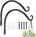 FEED GARDEN 2 Pack 14 Inch Hanging Plant Bracket Wall Hooks Decorative Plant Hangers for Outdoor Hanging Bird Feeders, Wind Chimes, Plant Baskets, Black by FEEDGARDEN