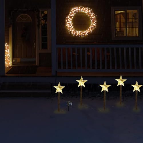 Christmas Decorations Outdoor, Solar Stars Pathway Lights, 5 PCS - Image 7
