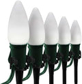 Wintergreen Lighting 25 OptiCore LED C9 Cool White Pathway Christmas Lights, Heavy Duty Vintage Style Bulbs for Driveway, Walkway Marker, 5" Commercial PathPRO Stakes, 18 Gauge Green Wire, 25' by WintergreenLighting