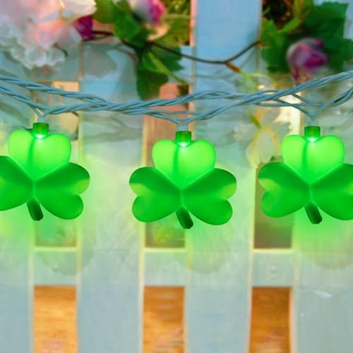 St Patrick's Day Shamrock Lights Plug in, 8.5Ft Outdoor Shamrock St Patrick's Day Decorations Lights Waterproof with 10 LED Green Clover Light UL Listed for Home Window Irish Party Garden Birthday - Image 3