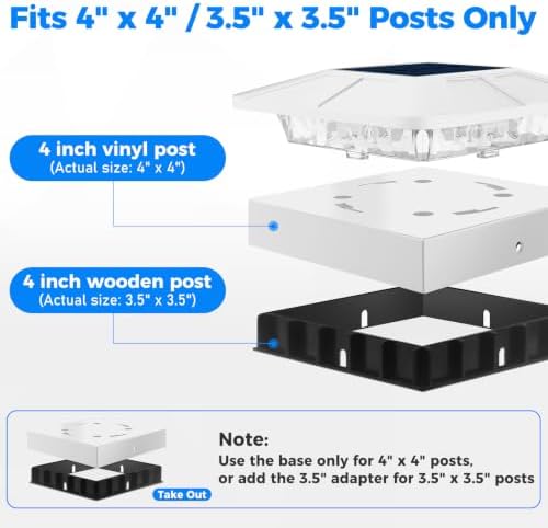 Peasur 8 Packs 4x4 White Solar Post Cap Lights Outdoor with 3 Modes - Image 5