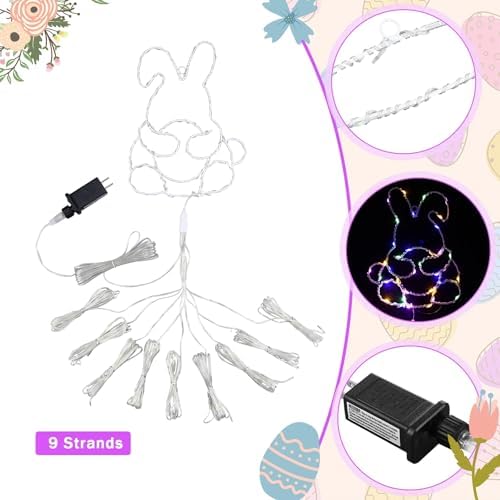 Huquary Easter Bunny Waterfall String Lights Led, 2 ft - Image 5
