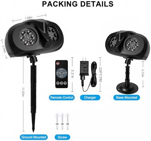 Christmas Projector Lights Outdoor, Snowflake Projector with Remote Control, IP65 Waterproof LED Snowflake Projection Lights for Christmas Decorations Garden Holiday Parties New Year - Image 5