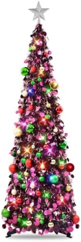 N&T NIETING Pop Up Christmas Tree with Lights & Ornaments, 5FT, Purple by NTNIETING