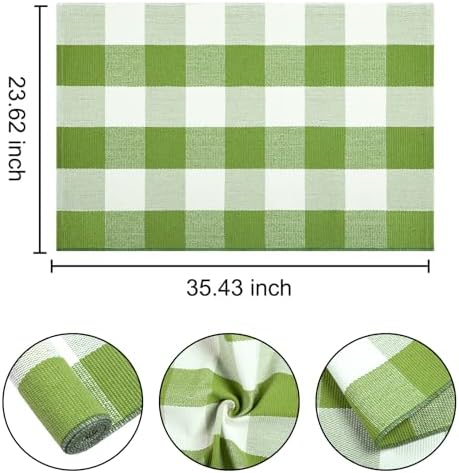 Fall Layered Doormat 24"x35"Green and White Buffalo Plaid Front Porch Mat - Image 2