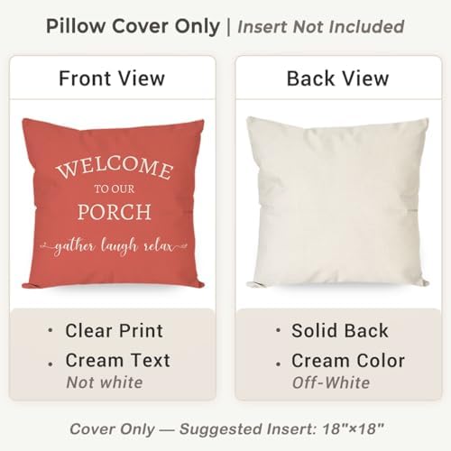 PANDICORN Outdoor Decorative Throw Pillow Covers 18x18 Inch Set of 2, Coral - Image 4