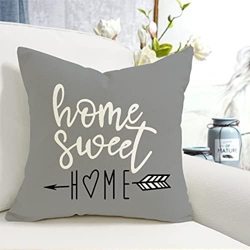 YCOLL Pillow Covers 16x16 Set of 4, Modern Sofa Throw Pillow Cover, Decorative Outdoor Linen Fabric Pillow Case for Couch Bed Car，Gray - Image 4