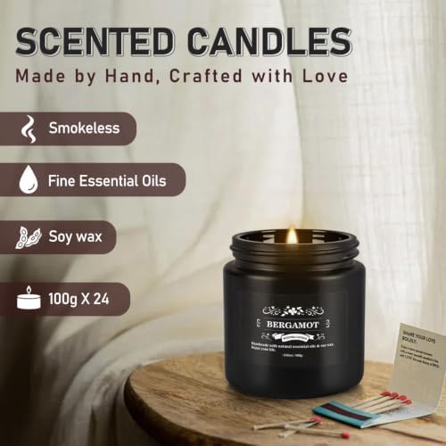 24Pcs Black Scented Candles,Men Candle Gift Set - Image 6