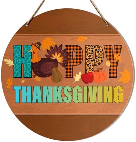 Fall Thanksgiving Decor Sign, Pumpkin Turkey Door Sign, Rustic Welcome Plaque, Maple Leaf Sunflower Autumn Home Decor, Front Porch Sign,Thanksgiving by Unknown
