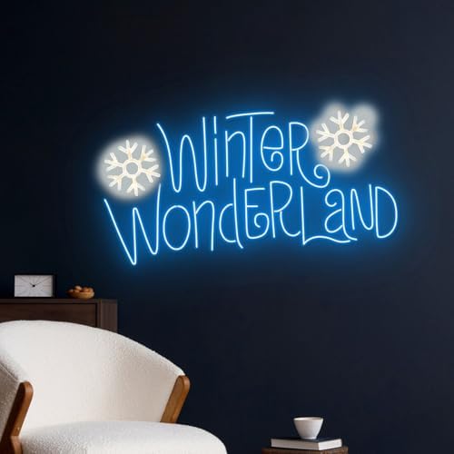 Hello Winter Neon Sign,Winter Wonderland Neon Sign, Merry Christmas Neon Light, Snowflake Led Light Home Garden Wall Decor by HFHungkeong