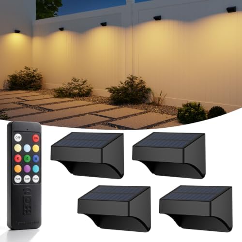 ZCXLIGHT 4 Pack Solar Fence Lights ，10 Fixed Colors ＆ RGB Color Changing by ZCXLIGHT