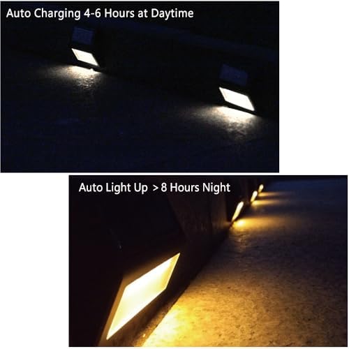 Solar Lights Outdoor, Waterproof Solar Powered Deck Step Lights for Patio Garden Backyard Garage Driveway Pathway Outside Wall Lighting (6, Warm White) - Image 4