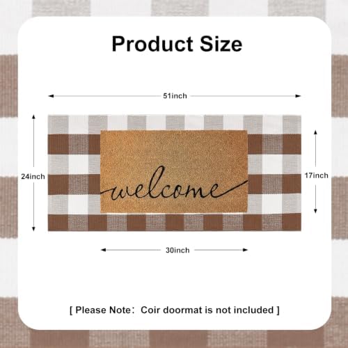 Fall Front Door Mat 24"x51" Buffalo Plaid Checkered Outdoor Rug - Image 2
