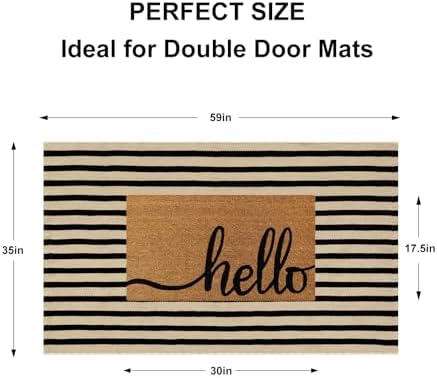 Fall Front Door Mat 3'x5', Cotton Woven Washable Striped Outdoor Rug - Image 2