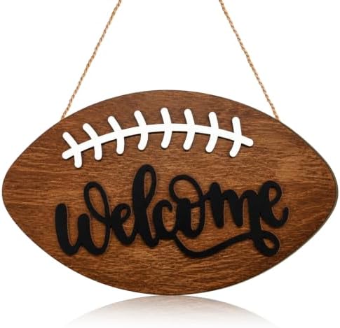 Moucuny Fall Football Door Sign, Autumn Wooden Welcome Wreath Porch Decor by Moucuny