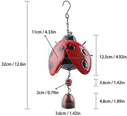 GORGECRAFT Metal Ladybug Wind Chime Lucky Wind Bell Rustic Home Ornaments for Garden Yard Patio Indoor Outdoor Hanging Decoration - Image 2