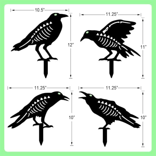Holloween Decorations Outdoor,4 Pack Metal Black Crow Yard Garden Stakes - Image 6