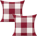VAKADO 20x20 Pack of 2 Farmhouse Retro Check Plaids Throw Pillow Covers Christmas Valentine Decorative Buffalo Rustic Cushion Cases for Sofa Bed Couch, Red White by VAKADO