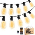 GvvooHome 100FT S11 LED Outdoor String Lights with App & Remote, Low-Voltage Patio Lights with Music Sync, 4 Lighting Modes, Dimmable, Waterproof LED Lights for Backyard, Porch, Garden, Deck, Party by GvvooHome