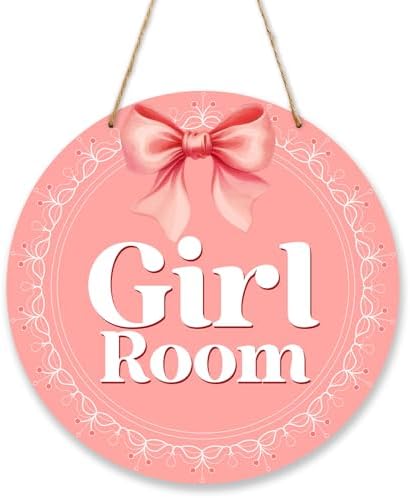 Girl Room Door Sign For Girls Room, Pink Wood Sign Door Hanging Decor, Teen Girl Rooms Wall Art For Little Girls Bedroom -002 by Unknown