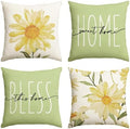 AVOIN colorlife Home Sweet Home Spring Summer Flowers Green Throw Pillow Covers, 16 x 16 Inch Cushion Case for Sofa Couch Set of 4 by AVOINcolorlife