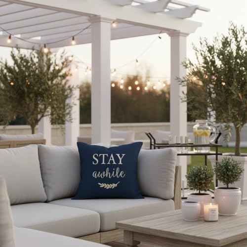PANDICORN Outdoor Decorative Throw Pillow Covers 20x20 Inch Set of 2, Blue - Image 3