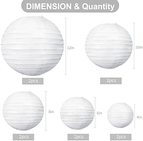BEISHIDA White Paper Lanterns 10Pcs 4/6/8/10/12 Inch Round Chinese Lamp - Image 2