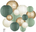Round Hanging Paper Lanterns Sage Green Party Decorations 15pcs by zilue