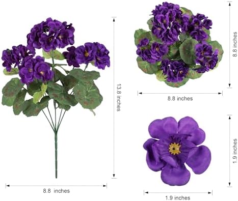 Artificial Geranium Fake Flowers for Outdoors Decoration, 6 Bundles Silk Geraniums Flower UV Resistant Look Real Faux Plants for Front Door Garden Porch Planter Patio Balcony Yard Indoor Home, Mix - Image 5