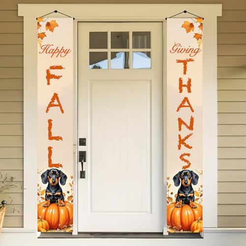 BlissYard Happy Fall Door Banner 12 x 71 Inch Dachshund Pumpkin - Image 4