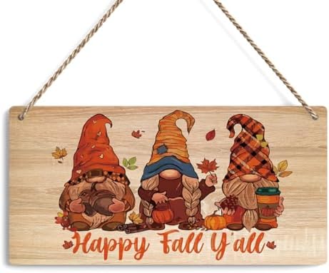 Happy Fall Y'all Decor Fall Decorations for Home Gnomes Fall Decorations Fall Porch Decor Fall Rustic Pumpkin Decor Fall Wall Art Decor Fall Hanging Decor for Front Door 12 x 6 Inch by FREHVN