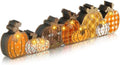 Yousoontic Fall Pumpkin Decor Table Centerpieces Halloween Wooden Pumpkin Sign Decorations with LED Lights 3D Block Autumn Harvest Farmhouse Fall Thanksgiving Decor for Home Mantel Desk Office Party by Yousoontic