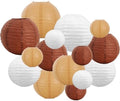 BEISHIDA Brown Mix Paper Lanterns 16Pcs 6/8/10 Inch Round Chinese Lamp by Beishida