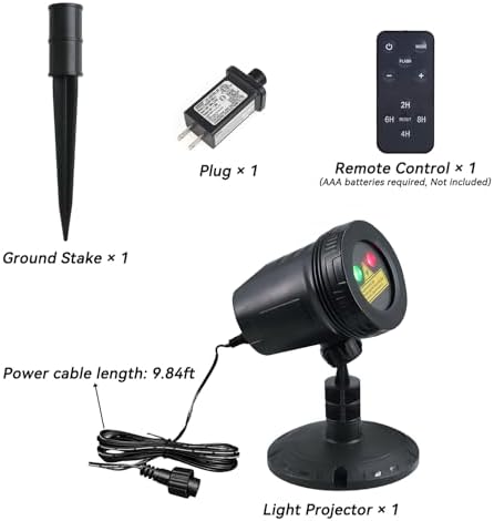 Christmas Laser Light Projector, Star Show LED Lights Red and Green Outdoor IP65 Waterproof, 3 Modes RF Remote Control, Landscape Decoration for Xmas Yard Holiday Party - Image 2