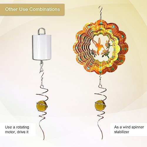 Gazing Ball Spiral Tail with Gold Glass Orb - Wind Spinners Stabilizer for Wind Spinner, Decorative Hanging Decoration Decor for Garden Yard Patio Indoor Outdoor Creative Gift 13" Height - Image 4