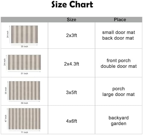OJIA Outdoor Rug 5'x7' Striped Patio Rug Washable Indoor Outdoor Carpet - Image 3