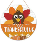Thanksgiving Door Decorations - 12" Fall Turkey Welcome Sign for Front Door, Autumn Wooden Wall Decor for Home Outdoor Indoor Office​-B03 by Cazhes