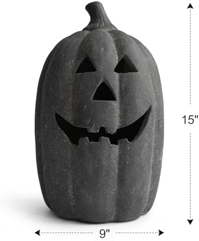 Halloween Decorations Outdoor - Black Handmade Terracotta Jack O Lantern - Image 2