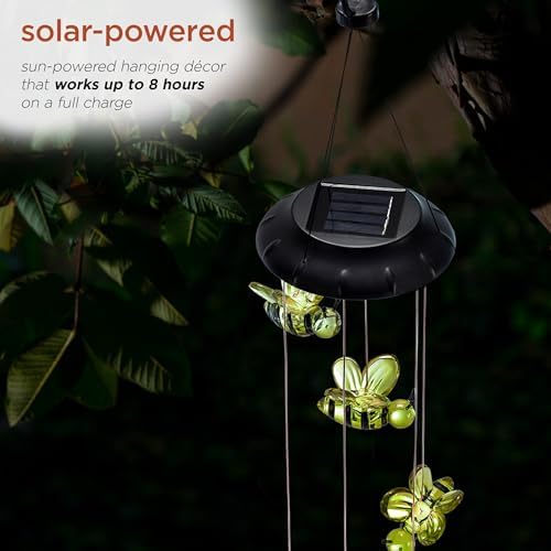 Alpine Corporation QLP832SLR Outdoor Solar Powered Wind Mobile with LED Bee Lights, LED Solar Lawn Décor, 27", Multicolor - Image 6
