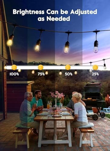 Brightown Outdoor String Lights, 82FT 25 Bulbs Shatterproof Patio Lights with Remote, IP65 Waterproof Dimmable Hanging Connectable LED Outdoor Lights for Backyard, Bistro, Porch, Deck, Balcony - Image 4