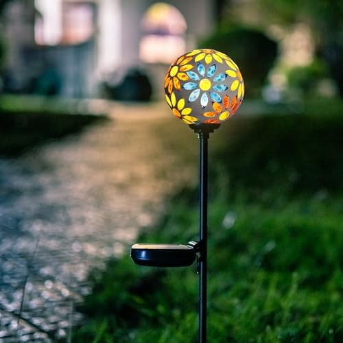 Afirst Solar Outdoor Decorative Light, Mosaic Stake for Yard Decor, 3.5" - Image 6