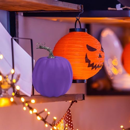 Winlyn 10 Pcs Assorted Size Purple Artificial Pumpkins Decorative Foam Pumpkins Faux Halloween Pumpkin Decor for Fall Harvest Autumn Wedding Thanksgiving Halloween Party Mantel Shelf Table Centerpiece - Image 5