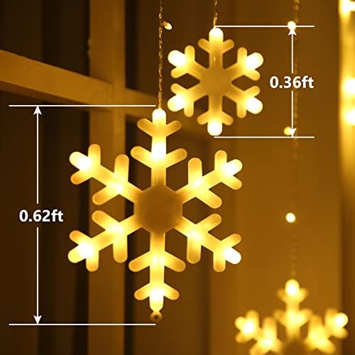 Toodour Christmas Snowflake Lights Outdoor, 17.22ft 264 LED Snowflake Icicle Lights with 22 Drops, Connectable, 8 Modes Waterproof Warm White Christmas Light for Curtain, Eaves, Window, Xmas Decor - Image 3