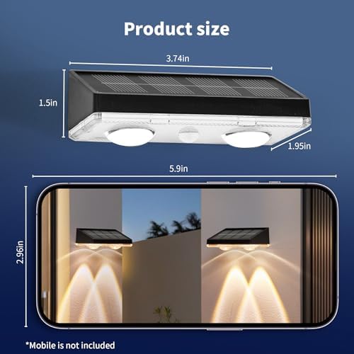 Outdoor Solar Fence Lights, 80LM, 3000K Warm White, IP65, 2 Pack - Image 5