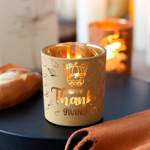 SHMILMH Glass Votive Candle Holders 4PCS Thanksgiving Tealight Candle Holders for Fall Table Centerpiece, Thanksgiving Decorations Indoor or Outdoor D?or - Image 4