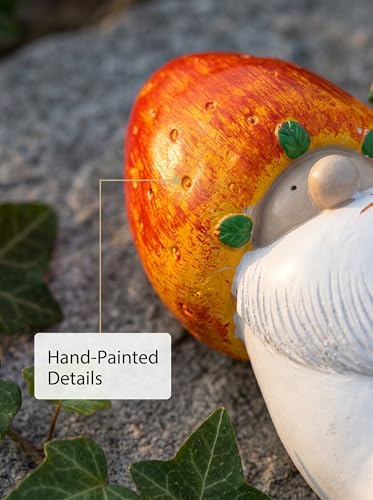 Garden Gnomes Strawberry Hat Resin Figurine Hand Painted Farmhouse Tabletop Decor White Bearded Tomte Dwarf Sculpture for Summer Harvest Shelf Desk Home Display - Image 6