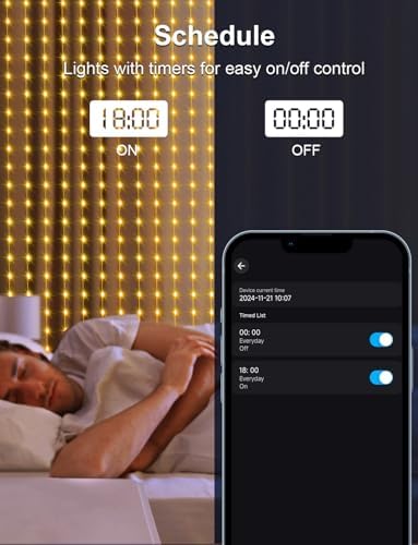 echosari 20Ft x 10Ft Smart Curtain Lights Compatible with Alexa - Image 5