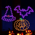 Halloween Decorations, Bat Pumpkin Hat Window Lights, 8 Modes Battery Operated Halloween Lights with Timer, Waterproof Window Silhouette Light for Indoor Window Door Yard Party Decor by Bstge